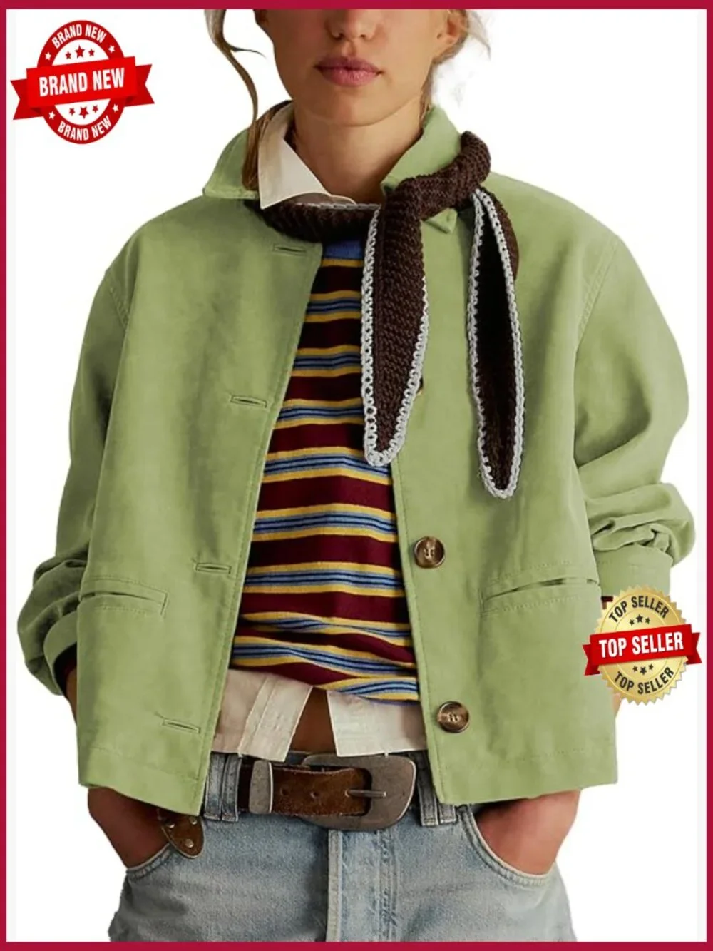 Faux Suede Cropped Jacket with Lapel Short Blazer Fall Winter - Picture 1 of 4